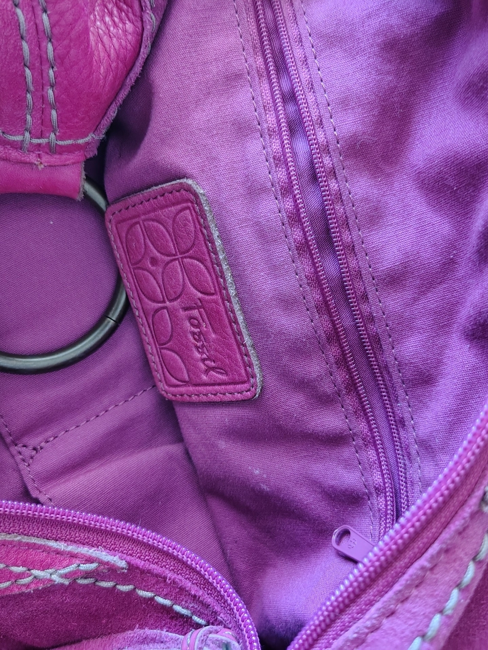 Fossil Women's Pink Suede Hobo Bag - Picture 5 of 5